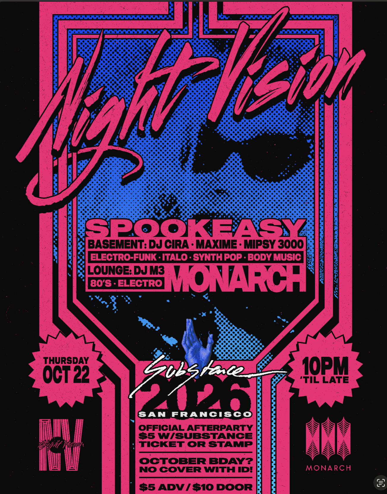 Artwork for Night Vision: Spookeasy with DJ Cira, Maxime, Mipsy 3000, DJ M3
