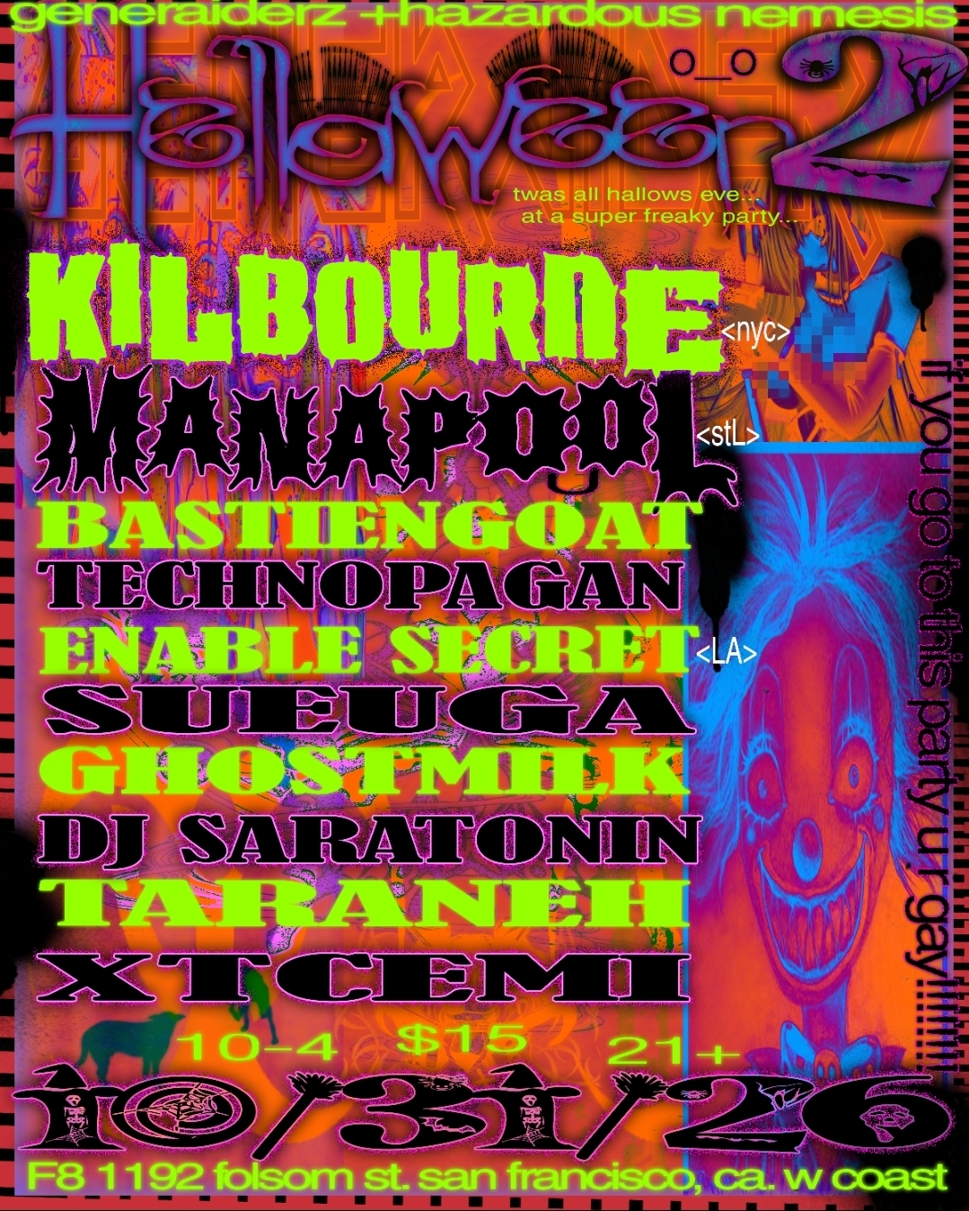 Artwork for GENERAID3RZ HELLAWEEN2: Kilbourne, MANAPOOL, Enable Secret, Technopagan